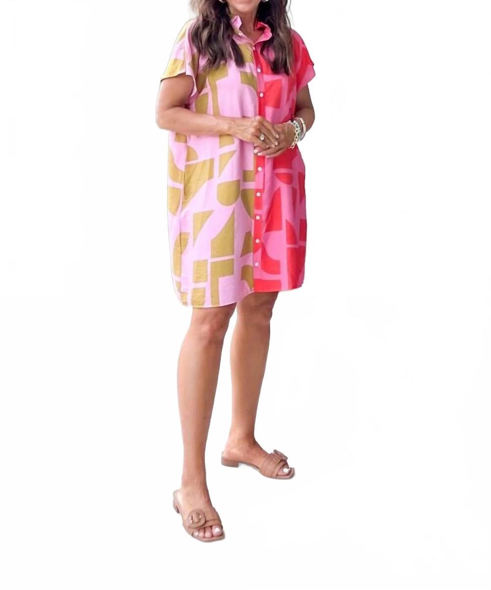 NEW THML women's color block shift dress in pink